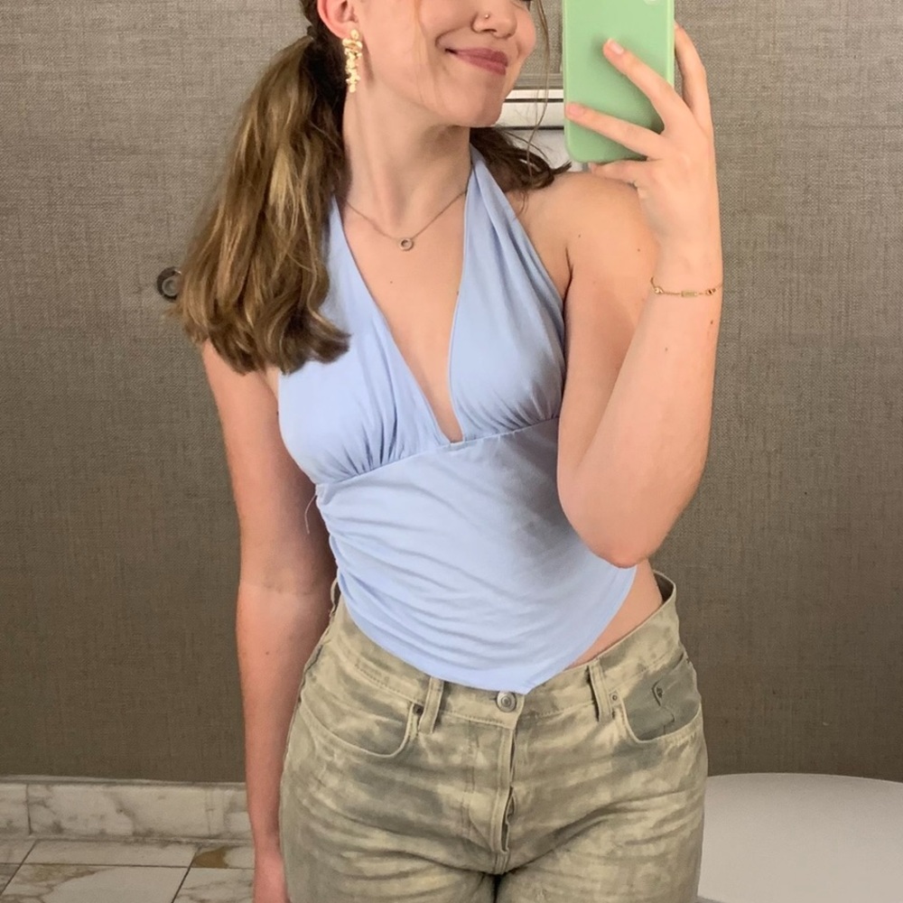 Urban Outfitters Blue Halter Crop Top